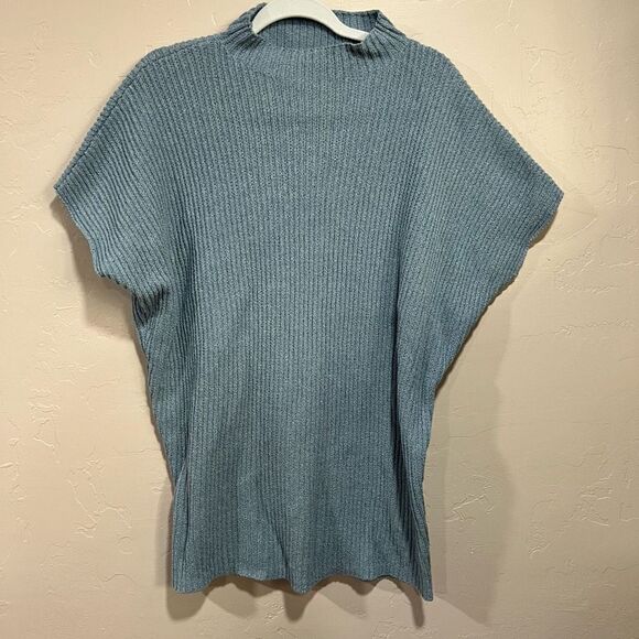 Free People Beach Women's Cotton Blue Mock Neck Dolman Pullover Sweater Small - Picture 1 of 4